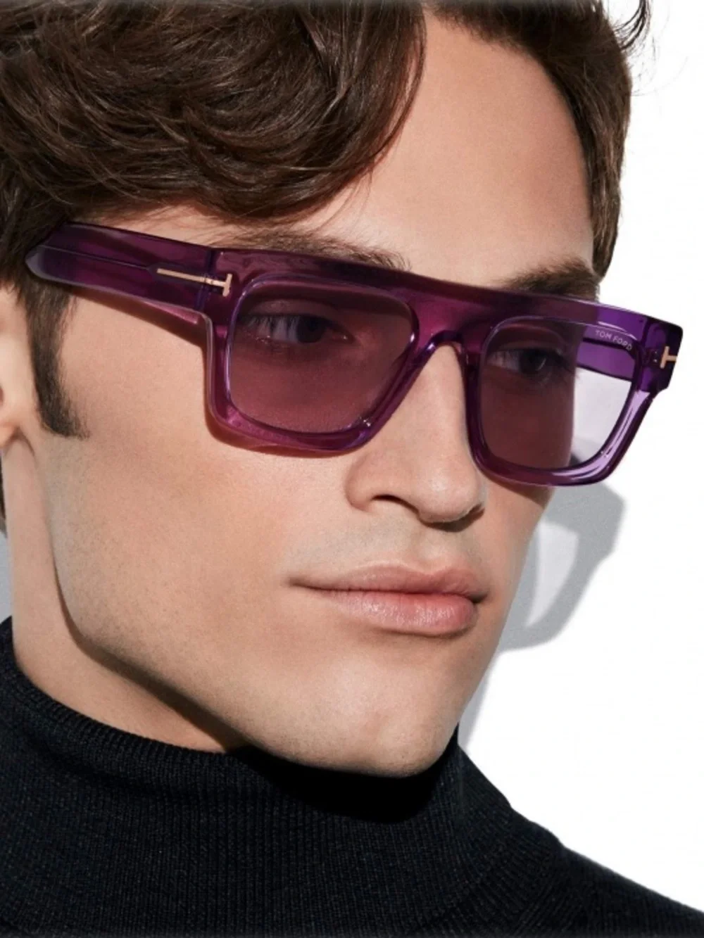 New Tom Ford FT0711 81Y Fausto Lavender Transparent Square Sunglasses Authentic